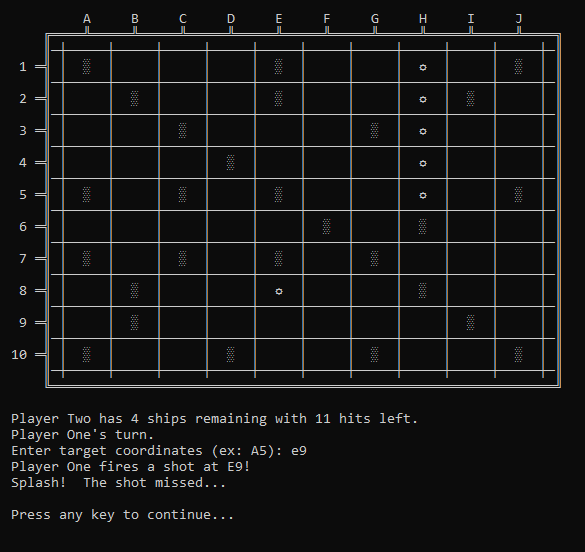 Screenshot of the game board.