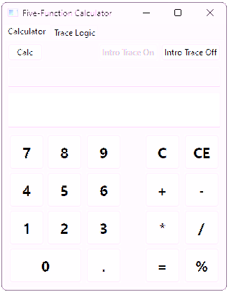 Screenshot of calculator in action.
